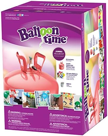 Balloon Time Bundled With Pack of Latex Balloons - Jumbo Helium Tank - Party-sized Way To Set Your Celebration Afloat - Fills 50 Count 9" Latex Balloons