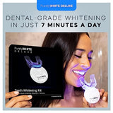 PurelyWHITE DELUXE Teeth Whitening Kit, Complete LED Teeth Whitening, 15+ Treatments, (3) 3ml Whitening Gel Syringes, Whiter Smile in 7 Minutes