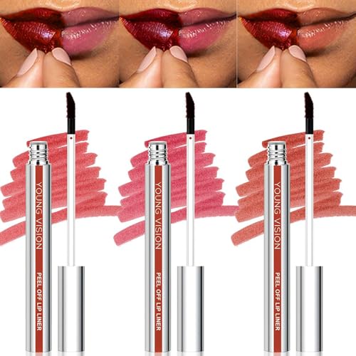 YOUNG VISION 3-Pc Peel Off Lip Liner Stain Set, Tattoo Peel Off Lipliner, Matte Finish, Waterproof, Nude Matte Lip Contour for Women Makeup, Precise Lip Definition, Gift Set