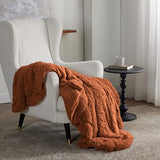 Bedsure Soft Burnt Orange Twin Blanket for Bed, Fluffy Fuzzy Blankets Twin Size for Couch, Sofa, Cozy Plush Sherpa Fleece Faux Fur Blanket, Thick Warm Christmas Blanket Gifts for Women, Men, 60x80