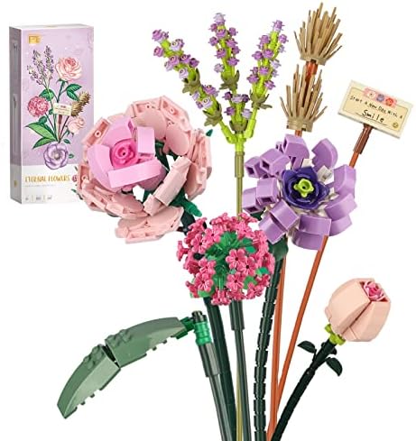 QLT Mini Bricks Flower Bouquet Building Sets, Artificial Flowers, DIY Unique Decoration Home, 547 Pieces Botanical Collection for Ages 8-12 yrs Old Girl for Gift (Not Compatible with Lego Set)