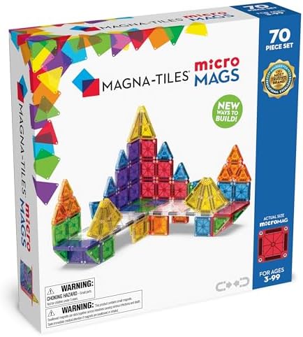 MAGNA-TILES microMAGS 70-Piece Deluxe Magnetic Construction Set, The Original Magnetic Building Brand