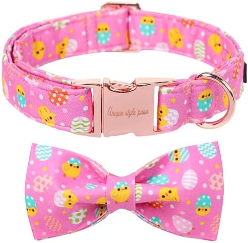 Unique style paws Easter Dog Collar with Bow Easter Eggs Chicken Collar with Flower for Small Medium Large Boys Girls Dogs