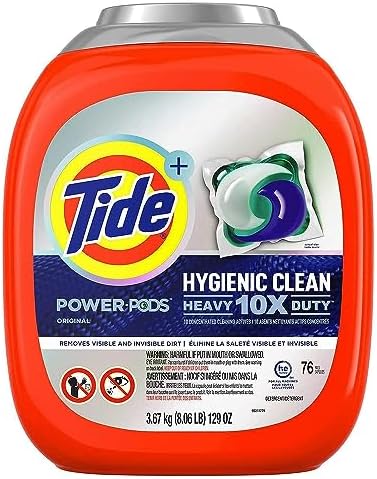 Tide Pods 76 pacs, Heavy Duty 10 X Power Pods, Hygienic Clean High efficiency (he) Laundry Detergent, 3.48kg/7.62 lb/122 oz