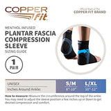 Copper Fit ICE Plantar Fascia Compression Foot and Ankle Sleeve Infused with Menthol, Large/X-Large, 1 Pair