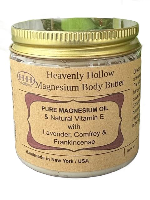 Magnesium Whipped Body Butter, Organic Magnesium Lotion Made in USA 4 oz Jar