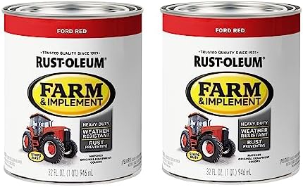 Rust-Oleum 280155-2PK Farm & Implement Enamel Paint, Quart, Ford Red, 32 Fl Oz (Pack of 2)