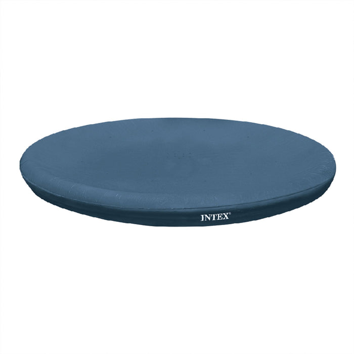 INTEX 28020E Pool Cover: For 8ft Round Easy Set Pools – Includes Rope Tie – Drain Holes – 12in Overhang – Snug Fit