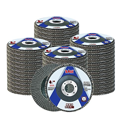 Sali 48 Pack Flap Disc 80 Grit 4.5" x 7/8-Inch Sanding Disc Bevel Type #29 Premium and Industrial Grade Angle Grinder Grinding Wheel High Performance Edge Grinding