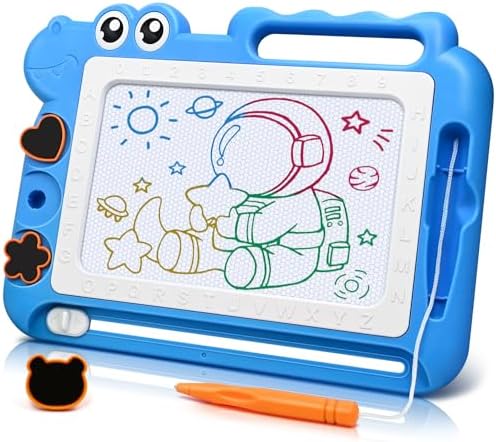 AiTuiTui Magnetic Drawing Board Toddler Toys Gift for 2 3 Year Old Girls Boys, Sketch Writing Doodle Pad Age 2-4 Travel Games, Educational Learning Kids Toys for Toddlers Birthday (Blue)