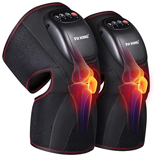 FIT KING Knee Massager with Heat, Knee Brace Wrap for Arthritis Pain Relief, Air Compression Massage Improves Circulation Around The Knee, 3 Modes and 3 Intensities, FSA HSA Approved