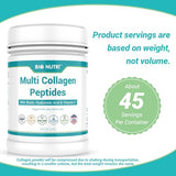 BIO NUTRI Multi Collagen Peptides Powder - Type I, II, III, V, X with VC, Hyaluronic Acid, Biotin, Unflavored Collagen Powder 45 Servings, Hydrolyzed Collagen Peptides - Hair Nail Skin Joint Healthy