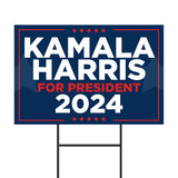 Kamala Harris for President 2024 Yard Sign - Kamala Harris 2024 Blue Stars Lawn Sign - 18" x 24" Double Sided Corrugated Plastic - Includes H Stake - 1 Road Sign