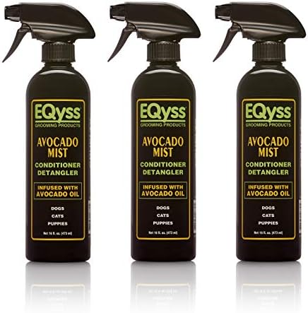 EQyss Avocado Mist Pet Spray Conditioner - Shines, Conditions, and Reduces Shedding, Weightless Leave in Spray - for Dogs, Cats, Puppies - Oil and Silicone Free, pH Balanced, USA Made (3 Pack)