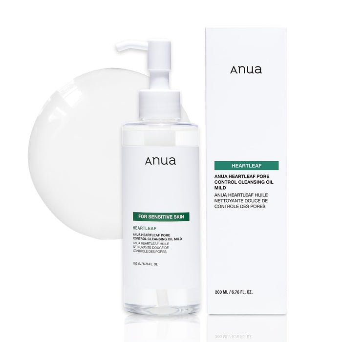 ANUA Heartleaf Pore Cleansing Oil MILD, Sensitive Skin Face Wash, Oil Cleanser for Face, Makeup Blackhead Remover, Korean Skin Care, Non-Comedogenic, Fragrance Free 6.76 fl oz(200ml)