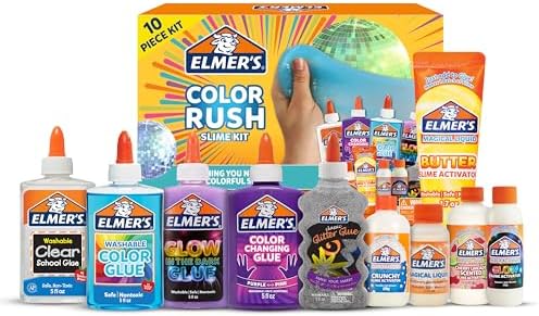 Elmer's Color Rush Slime Kit, Includes Liquid Glue and Slime Activator, Makes Color Changing Slime, Glow in The Dark Slime, Color Slime, Glitter Slime, Butter Slime, and More, 10 Count