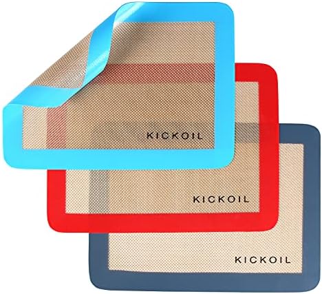 Small Silicone Baking Mats Quarter Sheet Non Stick Reusable Silicone Oven Liners, BPA Free, Food Grade Baking Mats for Cookies, Macarons Bread & Pastry, Toaster Pad Set of 3 Pack 11.6'' x 8.5''