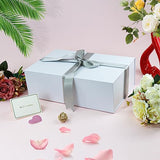 YINUOYOUJIA Large Gift Box with Lid,14"x9"x4.5" Magnetic Gift Box with Ribbon,Cards and Envelopes for Presents,Great for Wedding,Birthdays,Crafting,Gift Packaging (white)