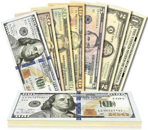 140 PCS Fake Money for Kids Pretend Play - Play Money for Teaching, Prop Money for Board Game, Movie, Magic