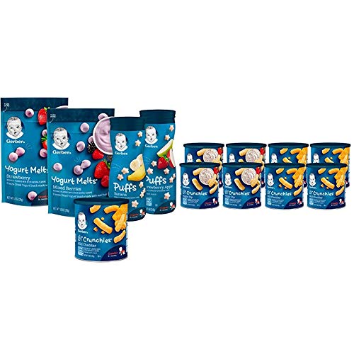 Gerber Snacks for Baby Variety Pack (Set of 9) and Value Pack, Lil Crunchies (Pack of 8)