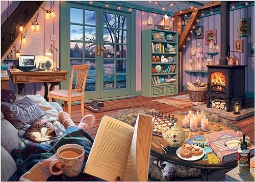 Ravensburger Cozy Retreat 500 Piece Large Format Jigsaw Puzzle - Premium Winter Puzzle for Adults | Jigsaw Puzzles 500 Pieces | Relaxing and Fun Activity | Ravensburger Puzzle Quality
