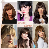 NAYOO Clip in Bangs 100% Real Human Bangs Hair Extensions French Bangs Clip on Hair Bangs for Women Fringe with Temples Hairpieces Curved Bangs for Daily Wear（Natural Black）