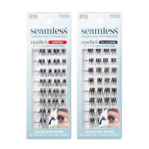 Ardell Seamless Extensions Refill Kit, Wispies And Faux Mink Combo Pack, 32 Assorted Lengths, Customizable DIY Underlash Clusters for Natural Volume & Length