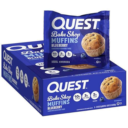 Quest Bake Shop, Blueberry Muffins, 10g Protein, 2g Net Carbs, 2g Sugar, 8 Count
