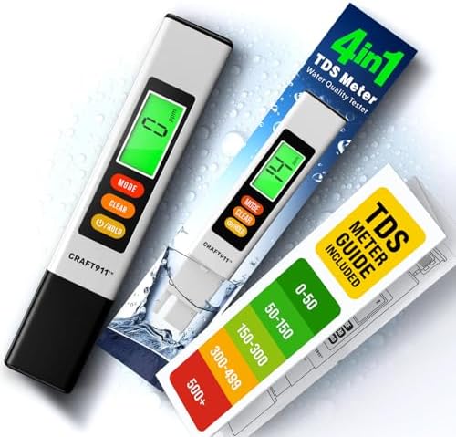 4-in-1 Accurate and Reliable, Digital TDS Meter EC Meter Temp (°C,°F) Meter 0-9990ppm, Professional Water Quality Tester for Drinking Water, RO/DI System, Aquariums etc