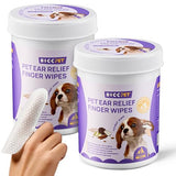 HICC PET Ear Finger Wipes for Dogs & Cats - Gently Remove Ear Wax, Debris - Sooths & Deodorizes - Relieve Ear Itching & Inflammation, Fresh Coconut Scent, All Natural Ingredients - 100 Count