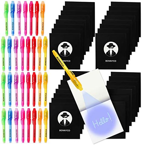BONNYCO Invisible Ink Pen and Notebook, Pack of 32 Party Favors for Kids Birthday | Spy Pen Party Supplies, Pinata Stuffers, Prizes for Kids | Magic Pen Birthday Party Favors, Prizes for Students