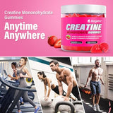 Creatine Monohydrate Gummies 5000mg for Men & Women, Gomitas de Creatina 5g Creatine Monohydrate, 0g Sugar Chewables Creatine Pre-Work Out for Muscle Strength, Vegan, Strawberry Flavor, 120 Count