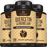 Sunergetic Premium Quercetin & Bromelain Supplement – Powerful Quercetin Bromelain Complex to Help Support Immune System & Seasonal Support – Quercetin 1000mg Per Serving – 60 Capsules