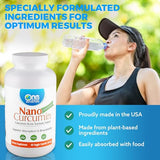 ONE PLANET NUTRITION Nano Curcumin 500 mg, Turmeric Curcumin Water Soluble Supplements, Nanoparticle-encapsulated Curcumin, Better Absorption,Non-GMO, Turmeric Capsules - 60 Veggie Capsules