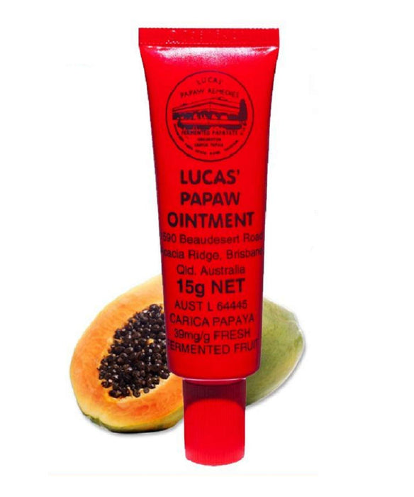 Lucas Papaw Ointment 15G (With Lip Applicator) | Best Paw Paw Cream for Chapped Lips, Minor Burns, Sunburn, Cuts, Insect Bites and Diaper Rash