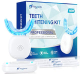 Teeth Whitening Kit with Gel Pen: 32X LED Accelerator Light Non-Sensitive Tooth Whitener Professional Oral Care Tools Gently Yet Effectively Removes Stains - IPX7 Waterproof Portable Wireless Charging