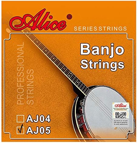 5-String Banjo Strings, Alice 2 Pack Banjo Strings 09-20 Light, Loop End, Steel Core with Silver-Plated Copper Alloy (AJ05)