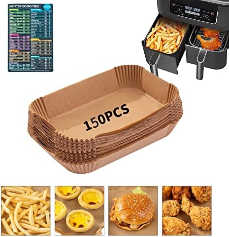 Ninja Air Fryer Liners Disposable, Ninja Dual Air Fryer Liners,150PCS Rectangle Air Fryer Accessories,Baking Parchment Paper Liners for Ninja DZ201 /401