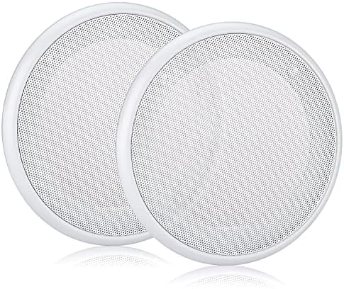 Facmogu 2PCS 8in White Ceiling Speaker Covers, Surface Mount Speaker Grill Mesh Round Speaker Grille Woofer Car Speaker Grill Cover Guard Protector Replacement Round Metal Grills