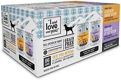 I AND LOVE AND YOU Wet Dog Food - Flew The Coop Variety Pack - Chicken + Turkey, Grain Free, Filler Free 13oz can, 6pk
