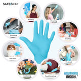 SAFESKIN Nitrile Disposable Gloves in Pack of 200, Medium Duty, Medium Size, Powder Free - Food Handling, First Aid, Cleaning