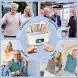 PUMWHIP Hearing Aids, Noise-Canceling Hearing Aids for Seniors with High-Definition digital Displays, Wireless Mini Hearing Aids with Adjustable Volume with Extra Large Capacity Battery Charging Case