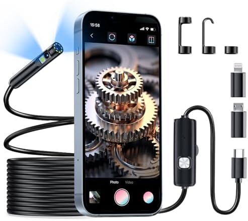 Dual Lens Endoscope Camera with Light TLMUSE Borescope 1920P HD Inspection Camera with Light, IP67 Waterproof Borescope Camera with Light Scope Camera Endoscope Camera for Android, iPhone, iPad