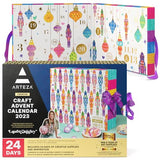 Arteza Advent Calendar2023 (24 Days) Art & Craft Supplies Holiday Gift for Adults, Includes Polymer Clay, Mica Powder, Felt Sheets, Wood Slices & Panels, Acrylic Yarn, Epoxy Resin & Glue