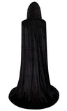 Full Length Hooded Velvet Cloak Halloween Christmas Fancy Cape Costumes Black