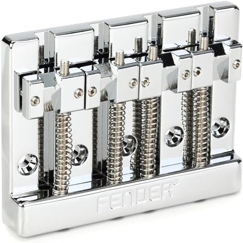 Fender HiMass 4-String Bass Bridge Assembly with Brass Saddles - Chrome