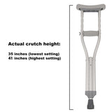 PCP Aluminum Crutches, Push Button Adjustable Height, Lightweight, 1 Pair, Kids Child Size (4'0" to 4'6")