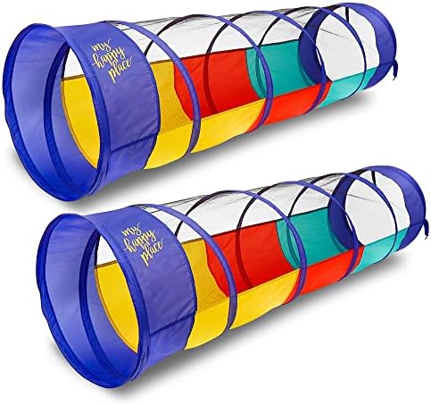 Kiddey Play Tunnel for Kids - Pop Up Tunnel Toys for Toddlers, Kids Multicolored Tunnel for Indoor/Outdoor Fun, Crawl & Play, Obstacle Course for Kids Gifts for Toddlers - Balls Not Included (2 Pk)