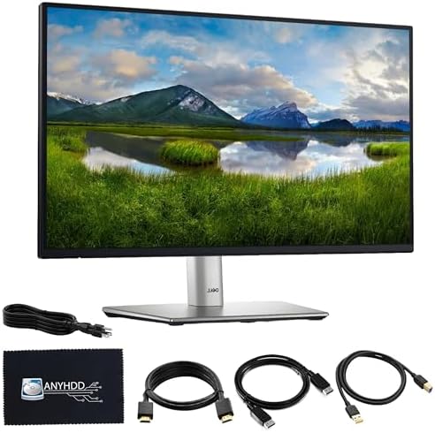 Dell P2425H Computer Monitor Screen 24" 16:9 IPS Display w/Stand Bundle - Full HD, 1920 x 1080 with 1 Year Warranty + Power Cord + DisplayPort Cable + HDMI Cable + USB 3.0 Cable + Microfiber Cloth