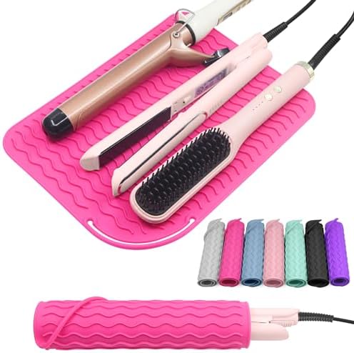Plus Size Silicone Heat Resistant Mat, Portable Travel Hot Tools Pad Cover for Curling Iron, Flat Iron, Hair Straightener and Other Hair Styling Tools(12.0" x 9.0")